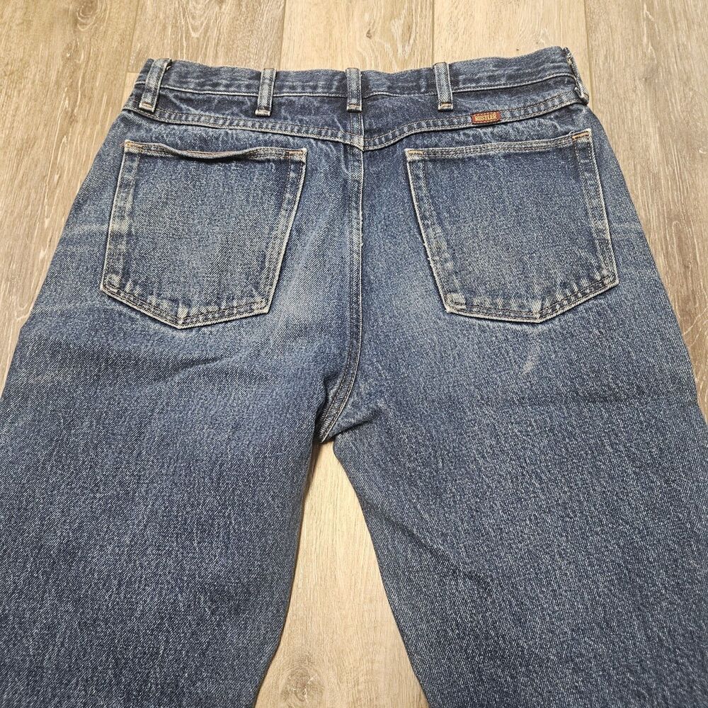 Rustler Wrangler Vintage Relaxed Fit Straight Leg Denim Blue Jeans Men's 34 X 34 - Picture 5 of 9